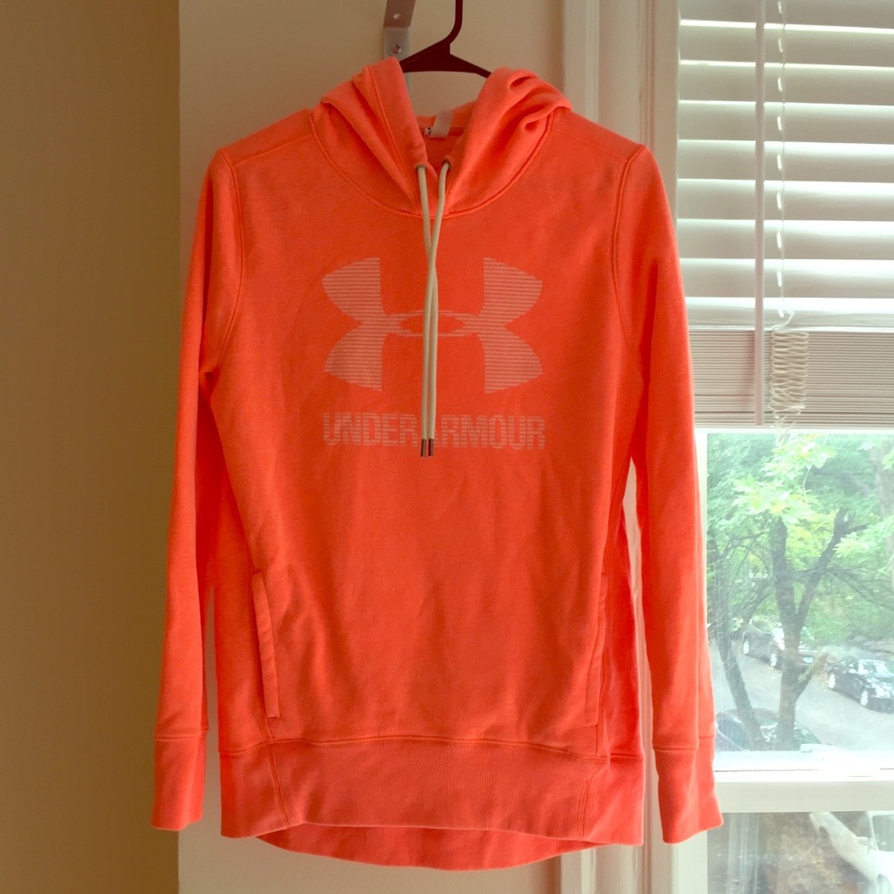 Orange Under Armour fleece hoodie